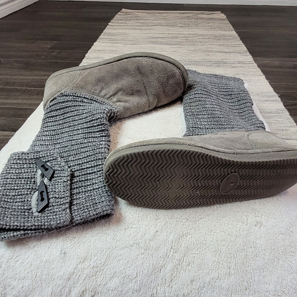 Bear Paw gray knit tall fold over boots - Picture 5 of 8